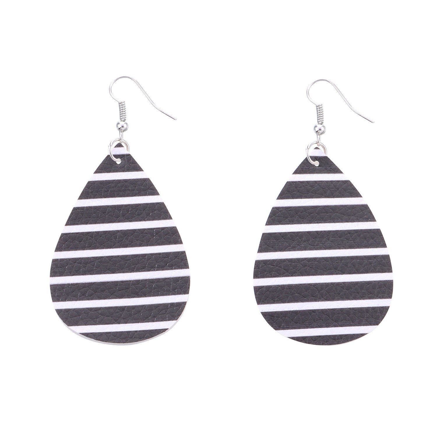 Leopard Print Teardrop Leather Dangle Drop Earrings for Women