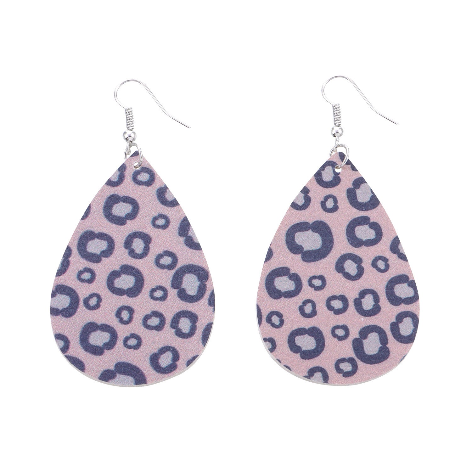 Leopard Print Teardrop Leather Dangle Drop Earrings for Women