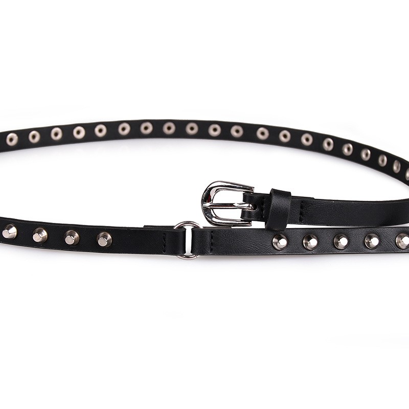 New Style Women's Solid Color Belt Double Hole Women's Leather Belt