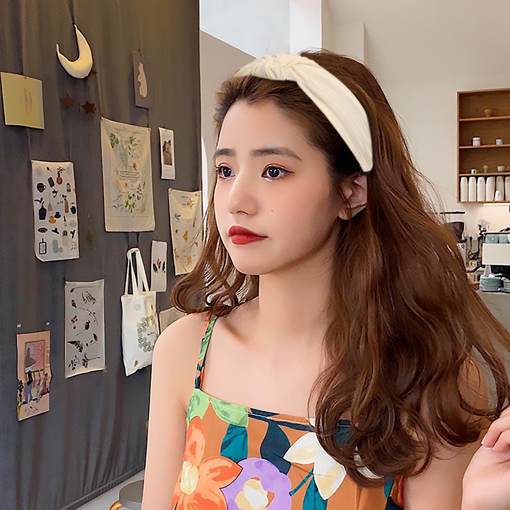 Wide-band Knotted Solid Color Hairband Fashion Simple Hairband