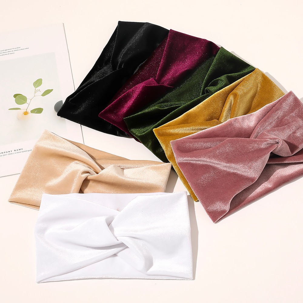 Women Headband Cross Top Knot Elastic Soft Solid Girls Hairband