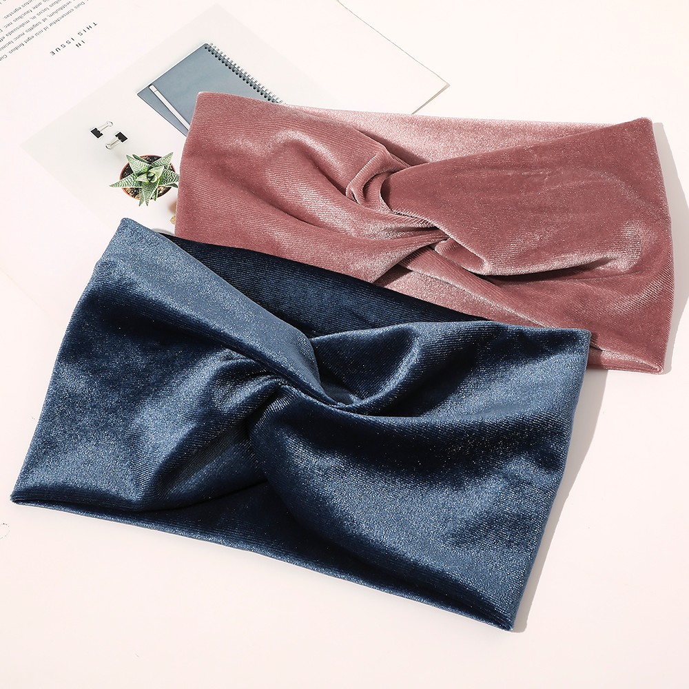 Women Headband Cross Top Knot Elastic Soft Solid Girls Hairband