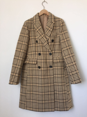 Women's coat long sleeve outerwear plaid printed coat