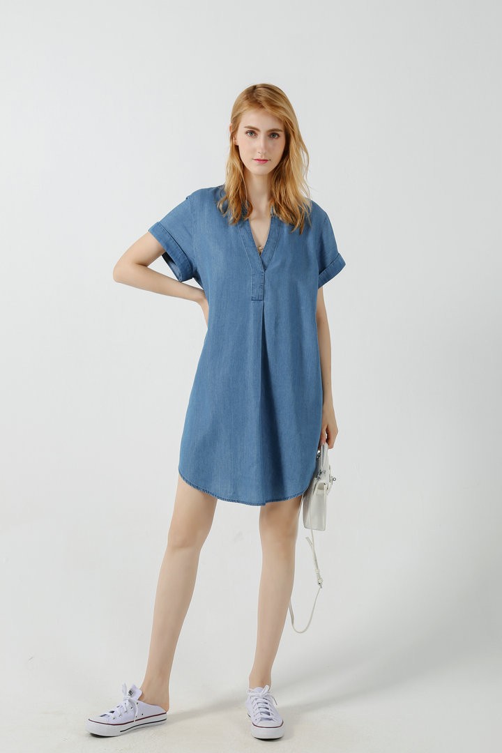 Women's Casual Summer Dress short sleeve Dress girl's cotton dress