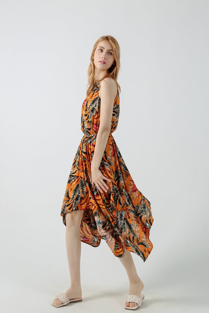 Women's Casual Summer Dress Sleeveless Pleated Dress