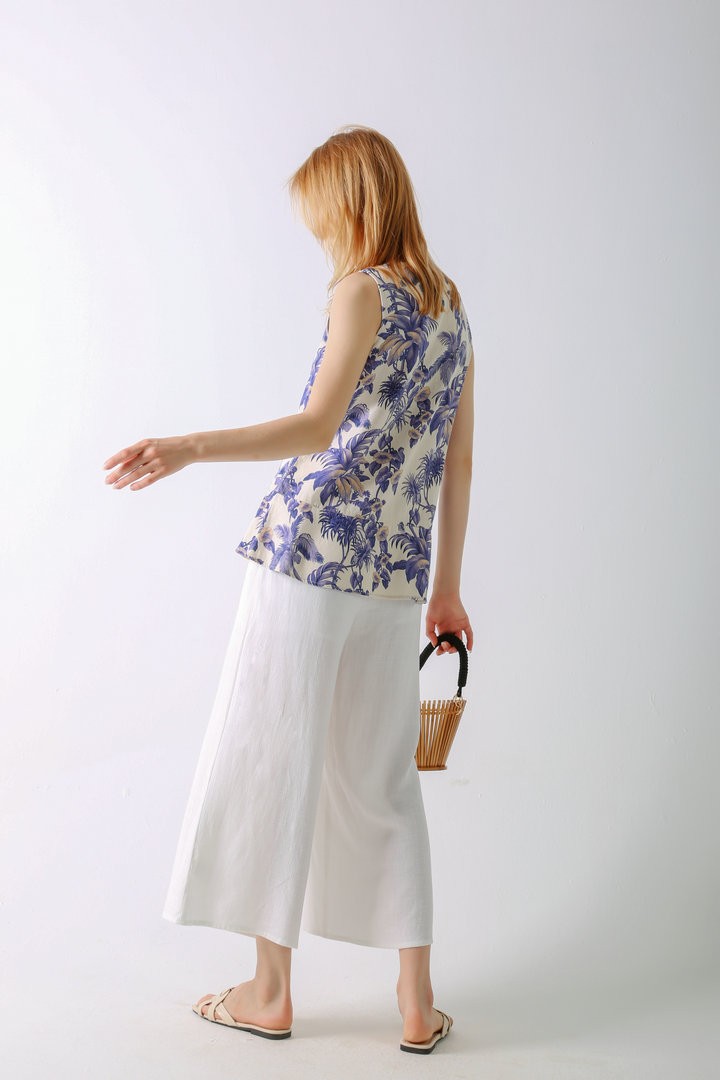 Women's suit lady's Summer sleeveless shirt Linen suit