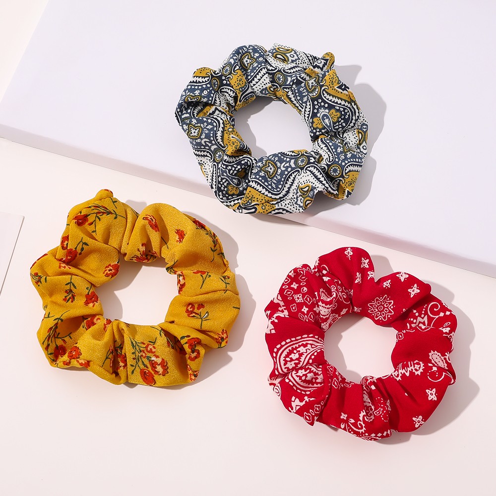New Print Hair Scrunchie Bows Ponytail Holder Hairband