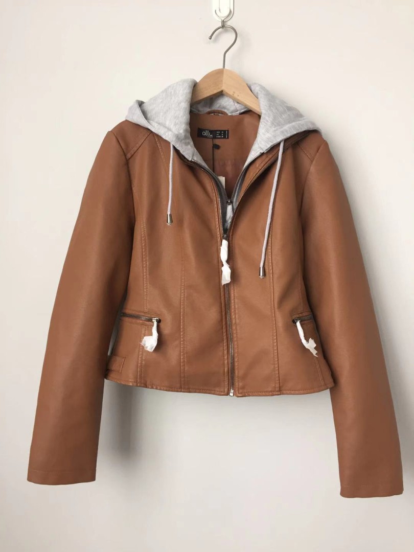 Women's PU jacket hooded outerwear 