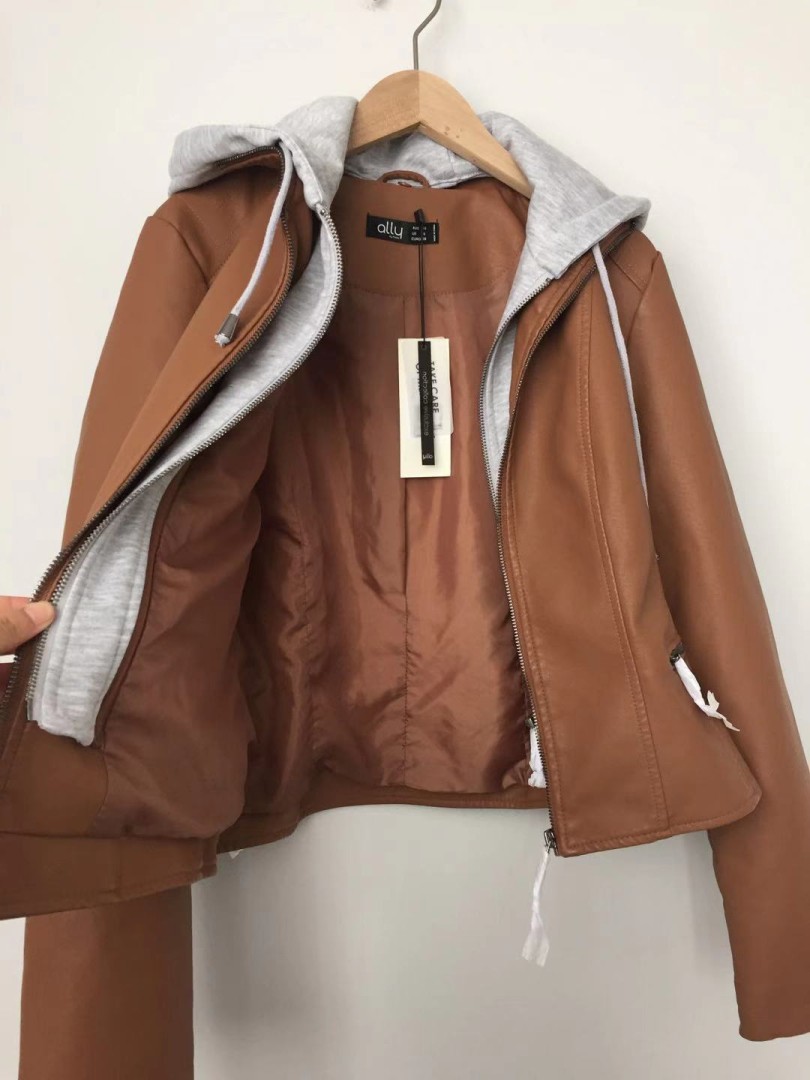 Women's PU jacket hooded outerwear 